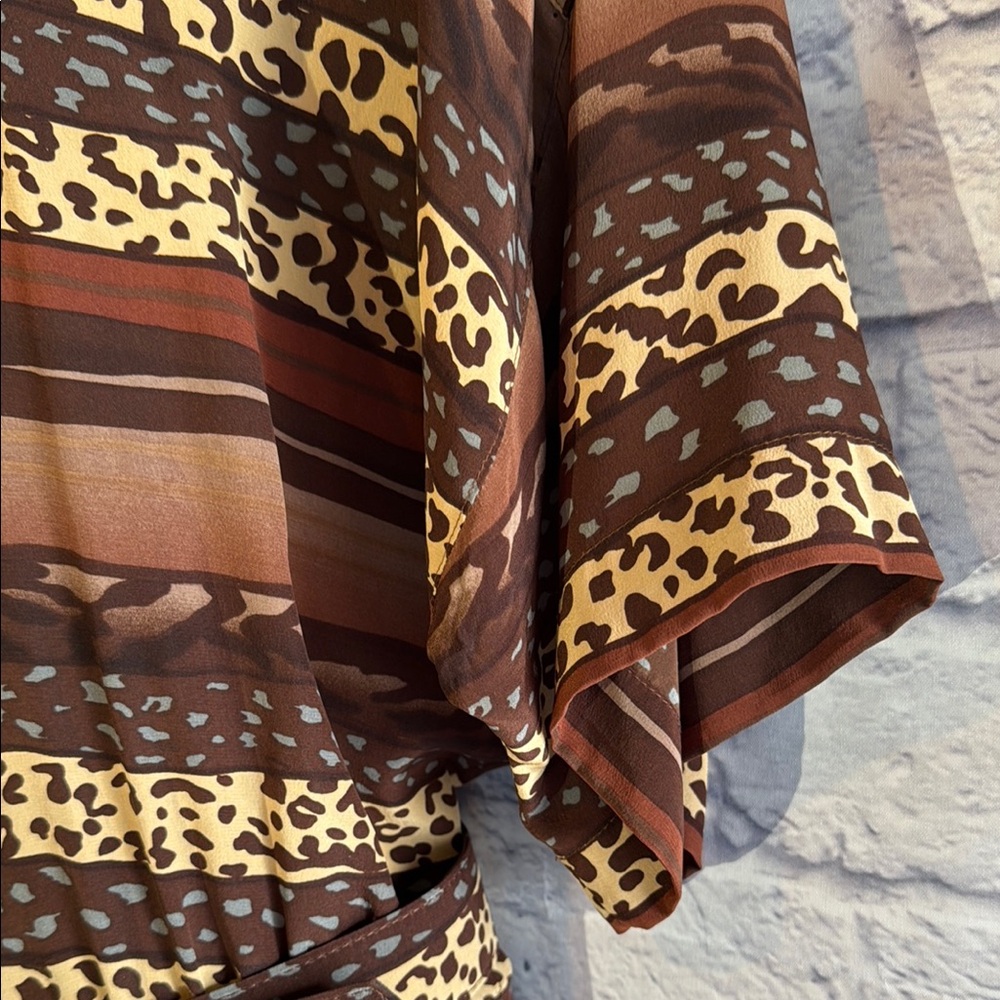 Maggy London Brown and Cream Striped Midi Dress - Picture 3 of 11